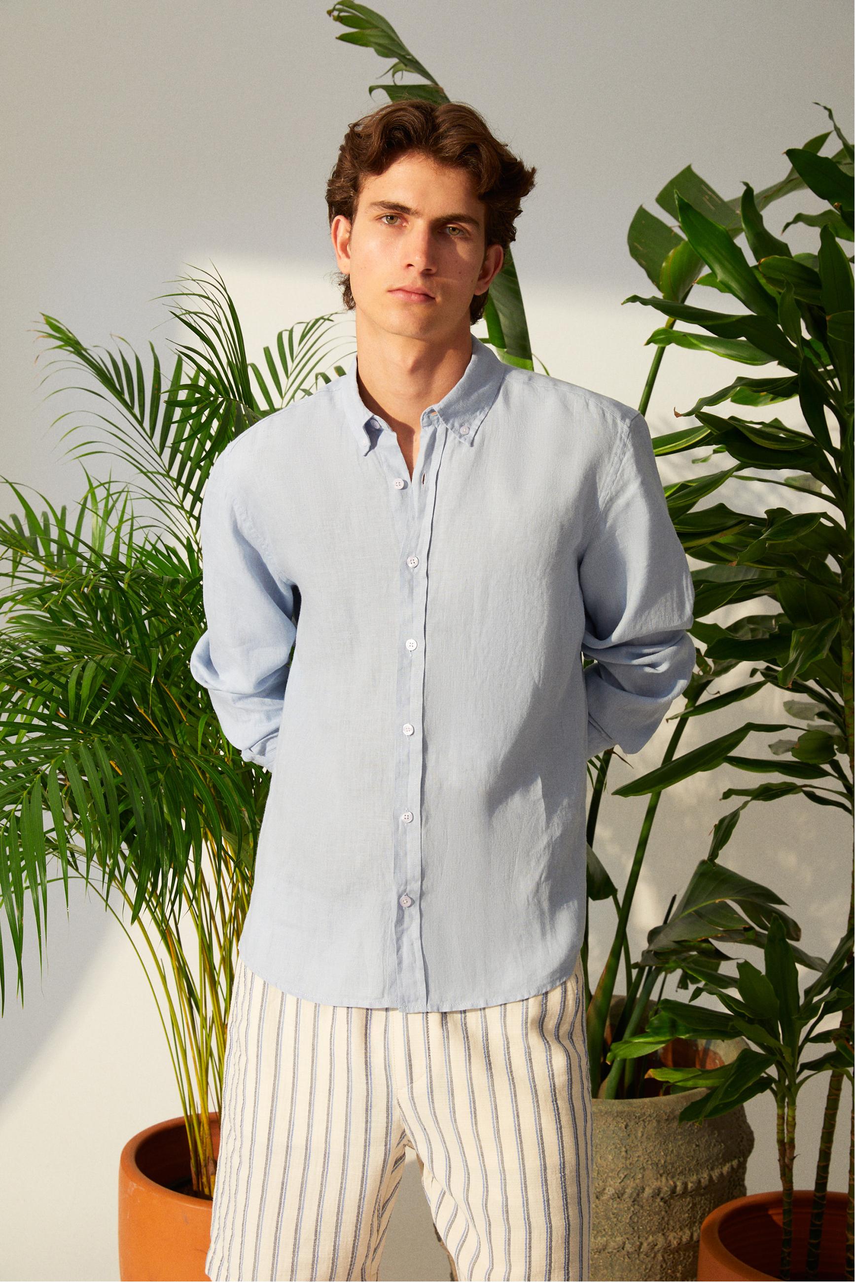 SLIM FIT KETEN GÖMLEK