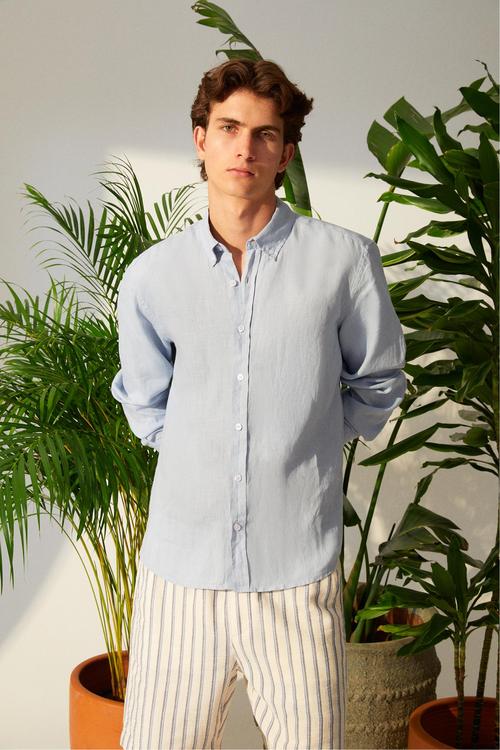  SLIM FIT KETEN GÖMLEK