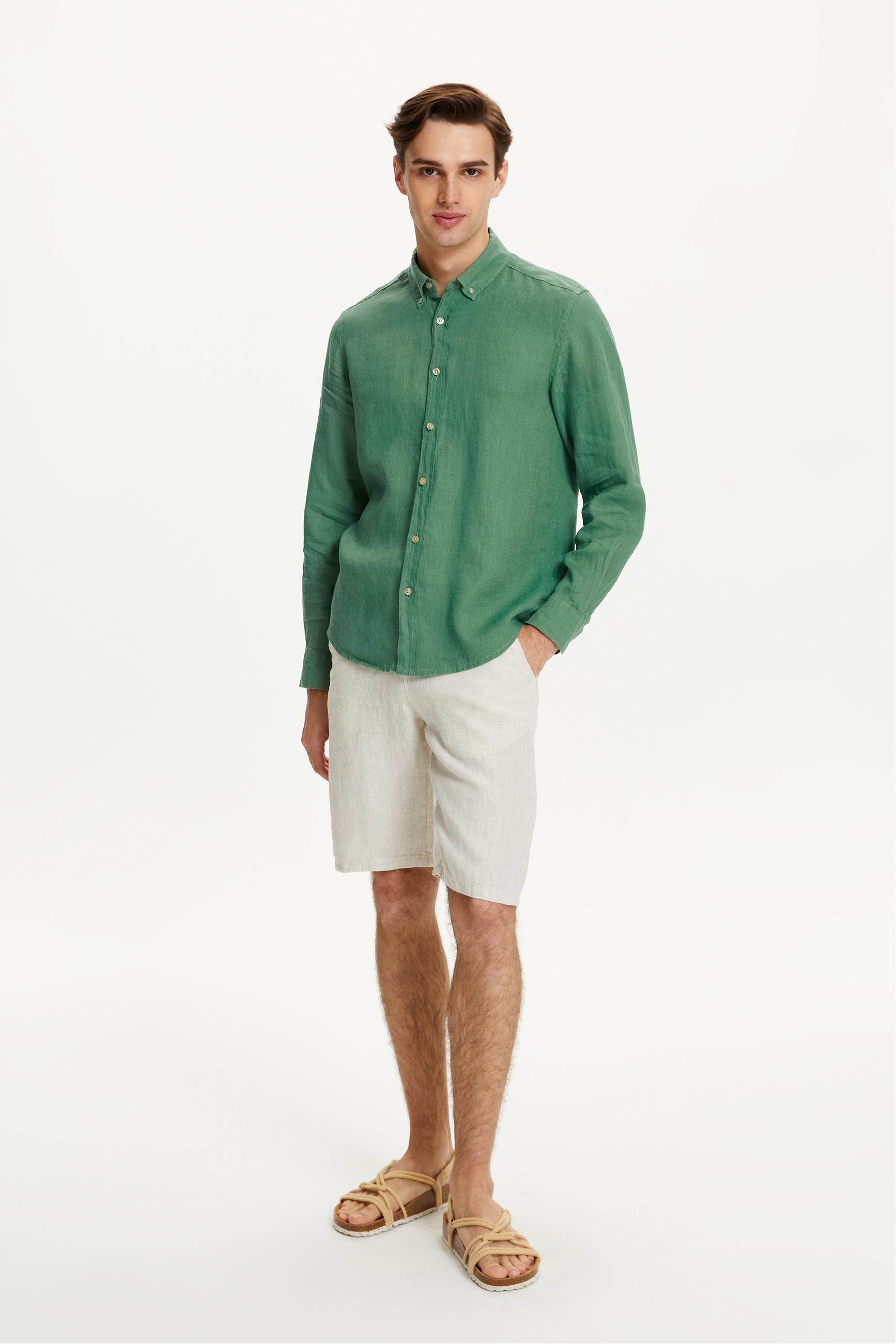 SLIM FIT KETEN GÖMLEK