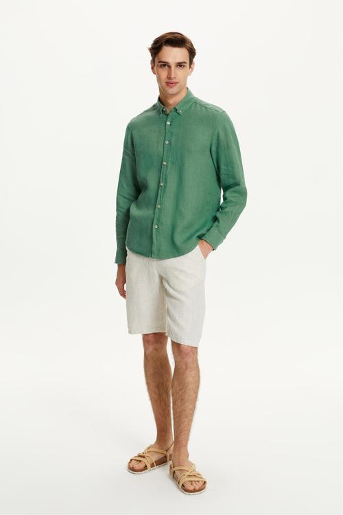  SLIM FIT KETEN GÖMLEK