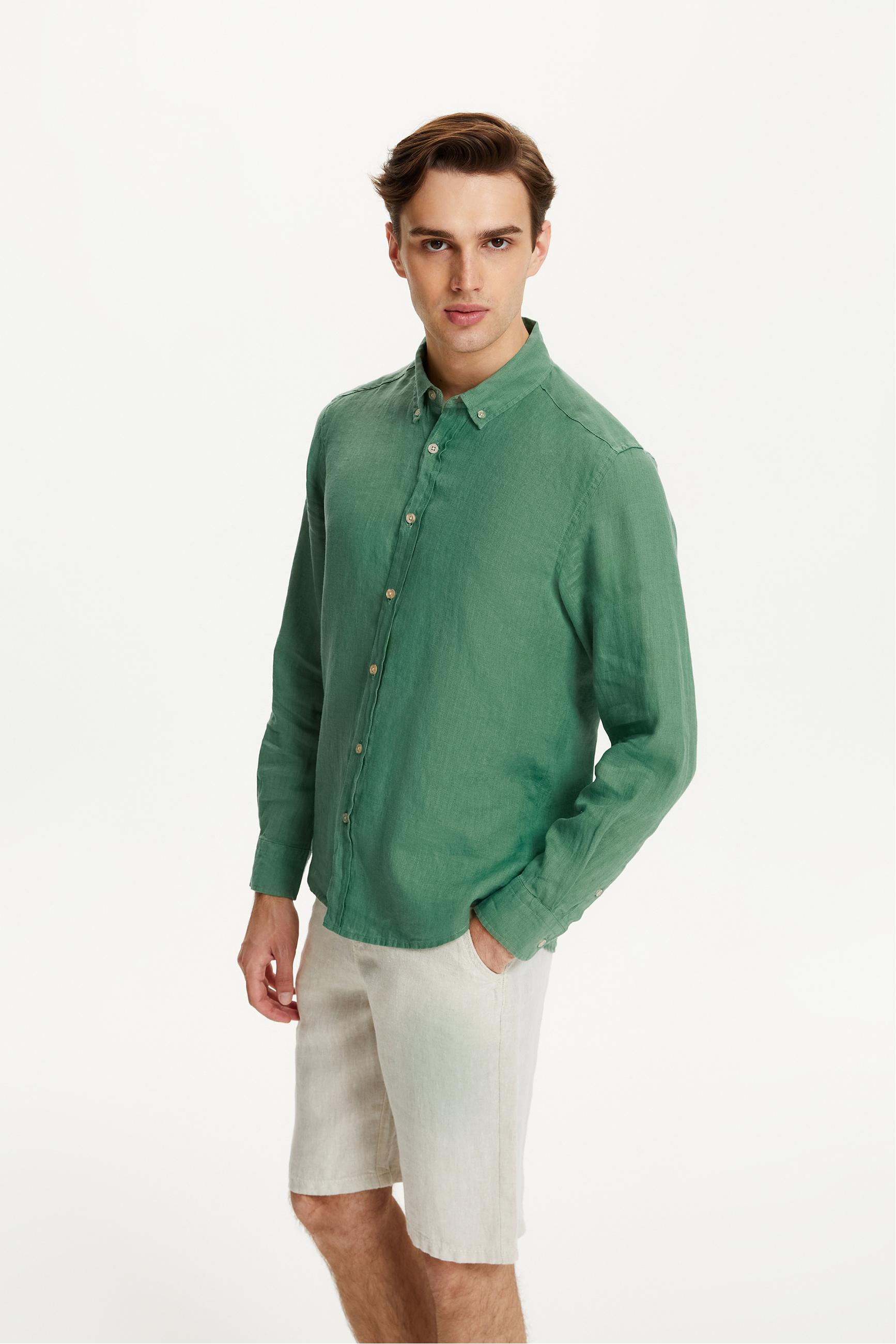 SLIM FIT KETEN GÖMLEK