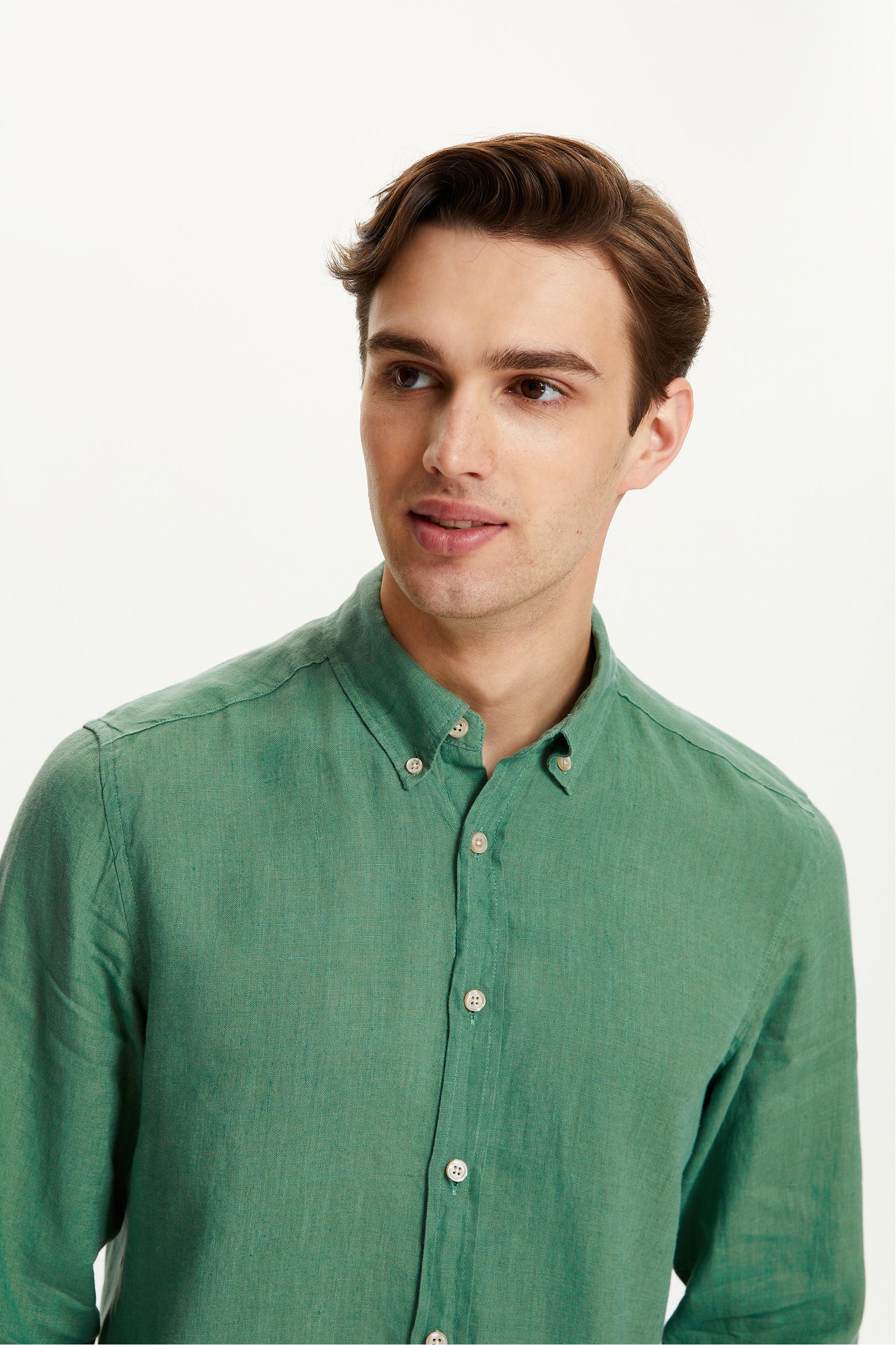 SLIM FIT KETEN GÖMLEK