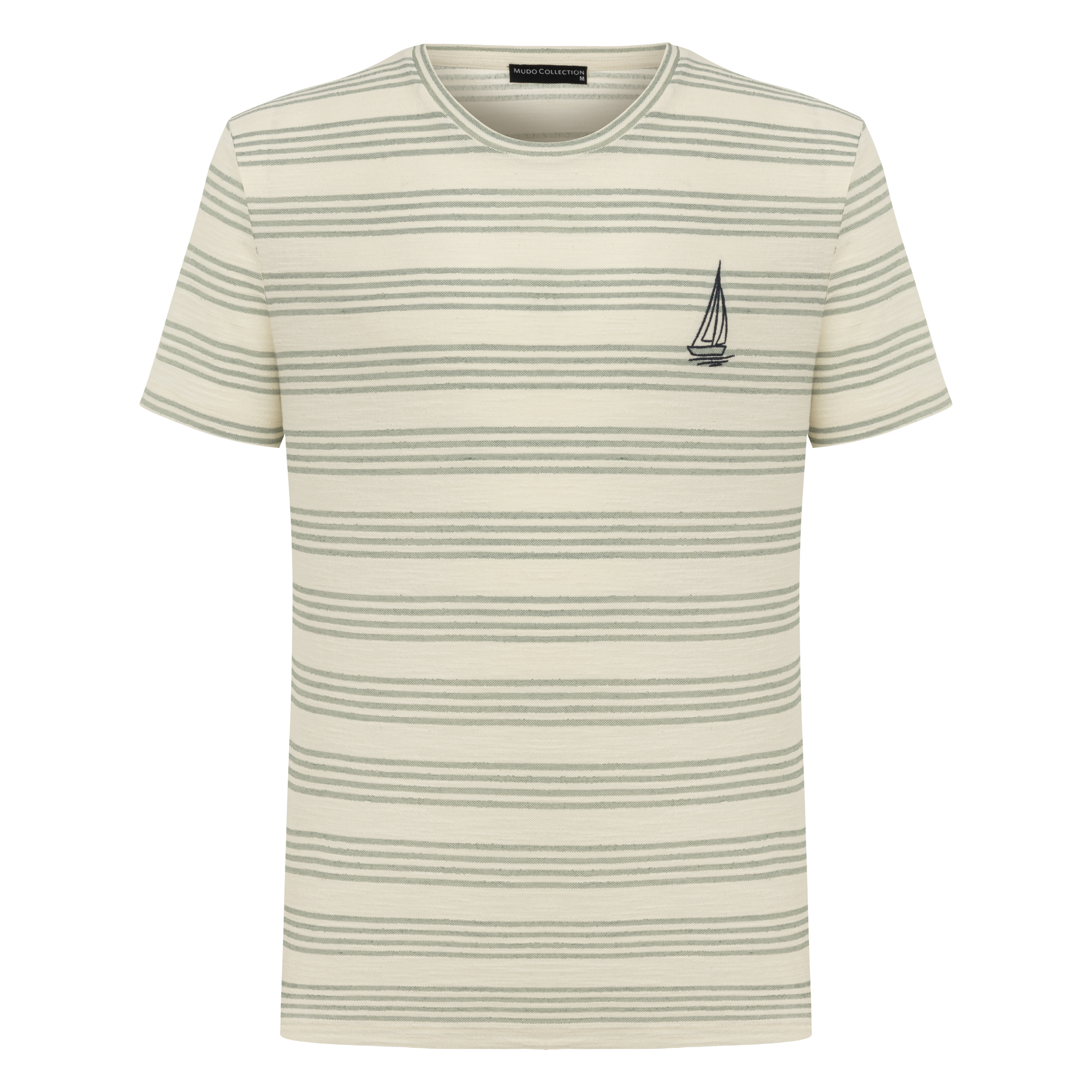 ÇİZGİLİ YELKEN DETAYLI KISA KOLLU T-SHIRT