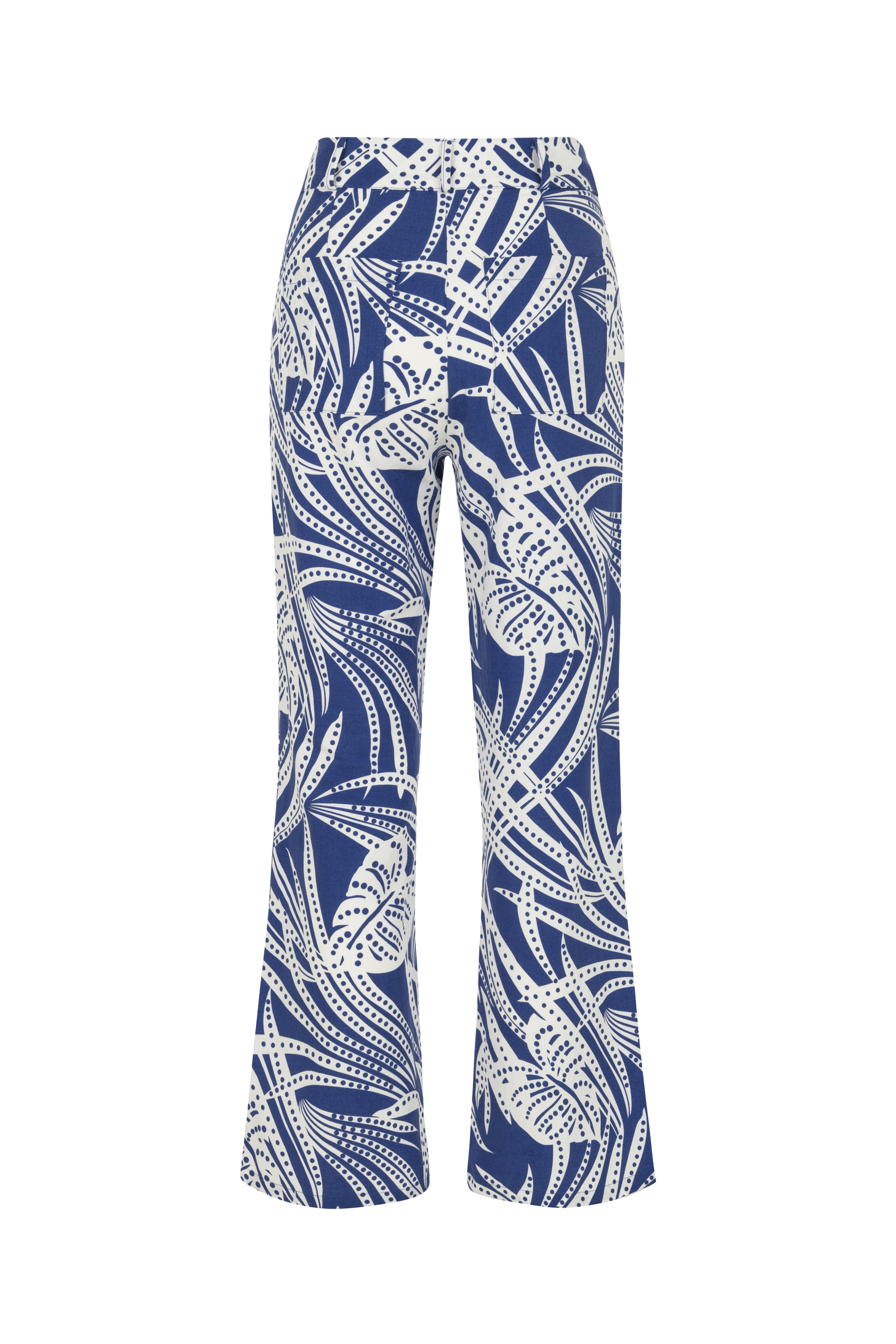 BASKILI KETEN KARIŞIMLI CROPPED PANTOLON