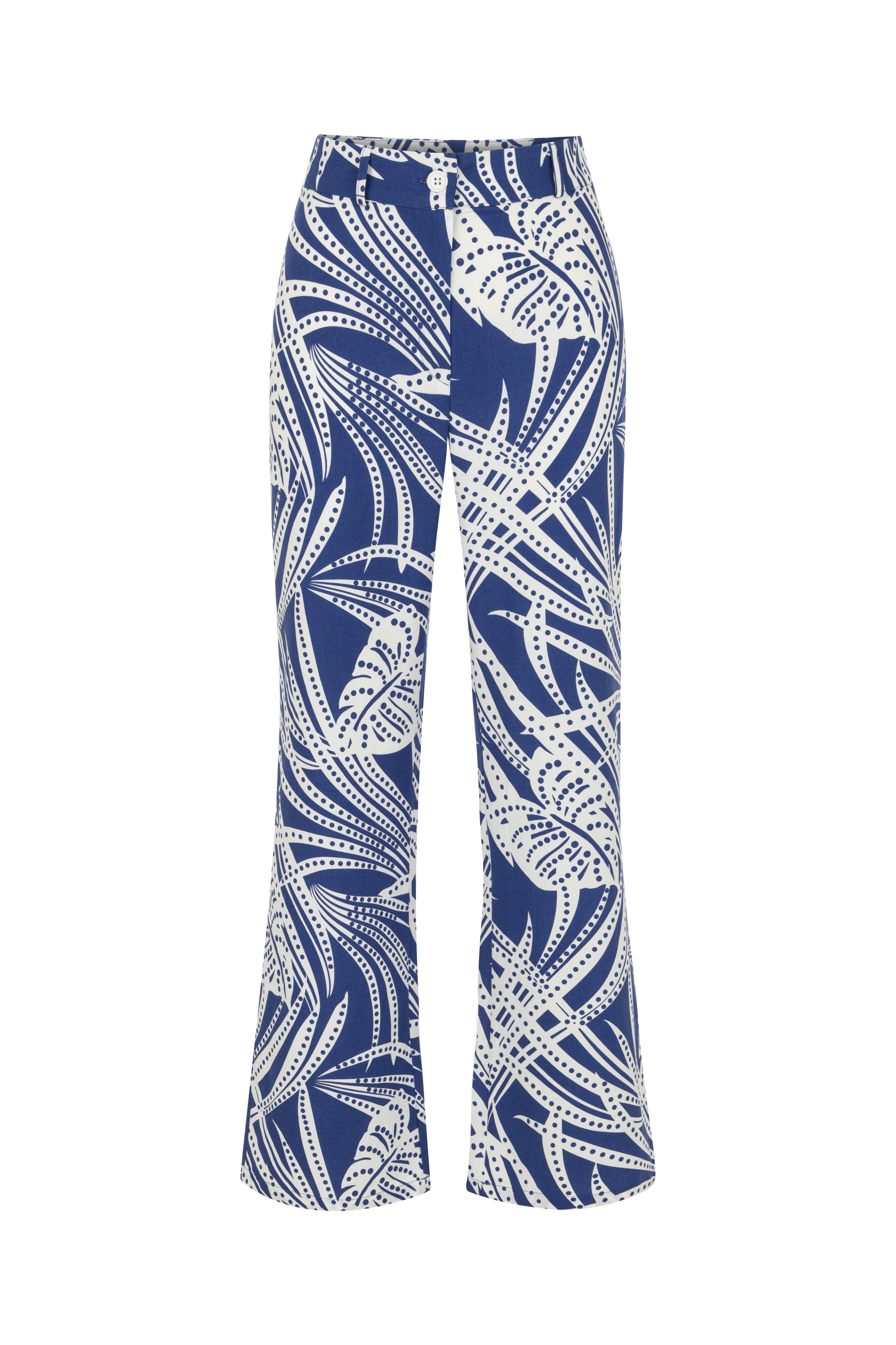 BASKILI KETEN KARIŞIMLI CROPPED PANTOLON