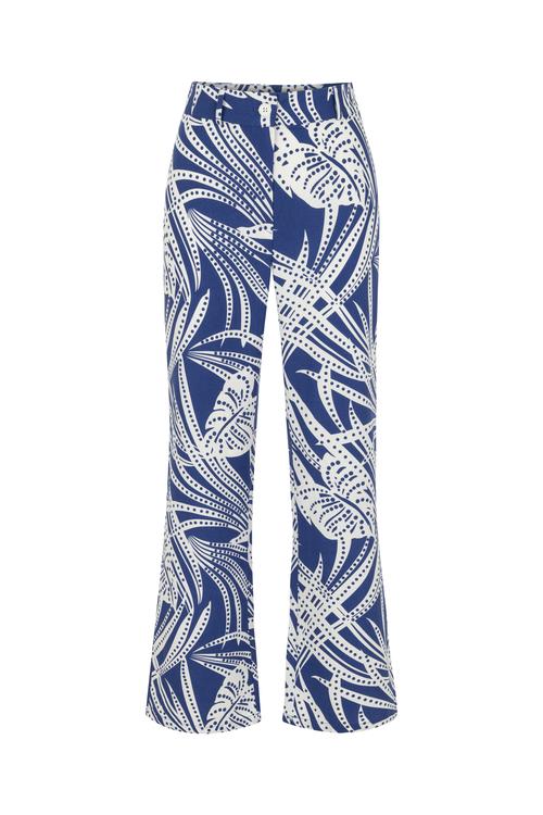  BASKILI KETEN KARIŞIMLI CROPPED PANTOLON