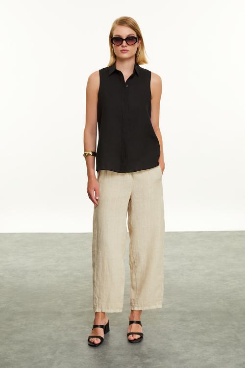  REGULAR FIT KOLSUZ KETEN GÖMLEK