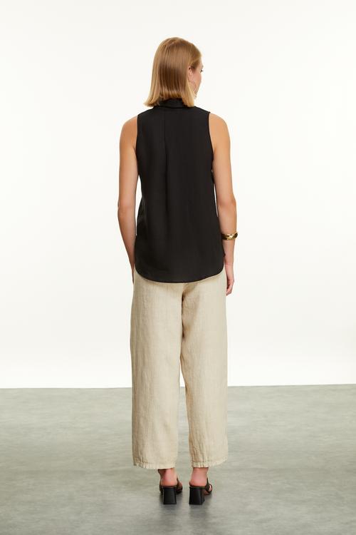  REGULAR FIT KOLSUZ KETEN GÖMLEK