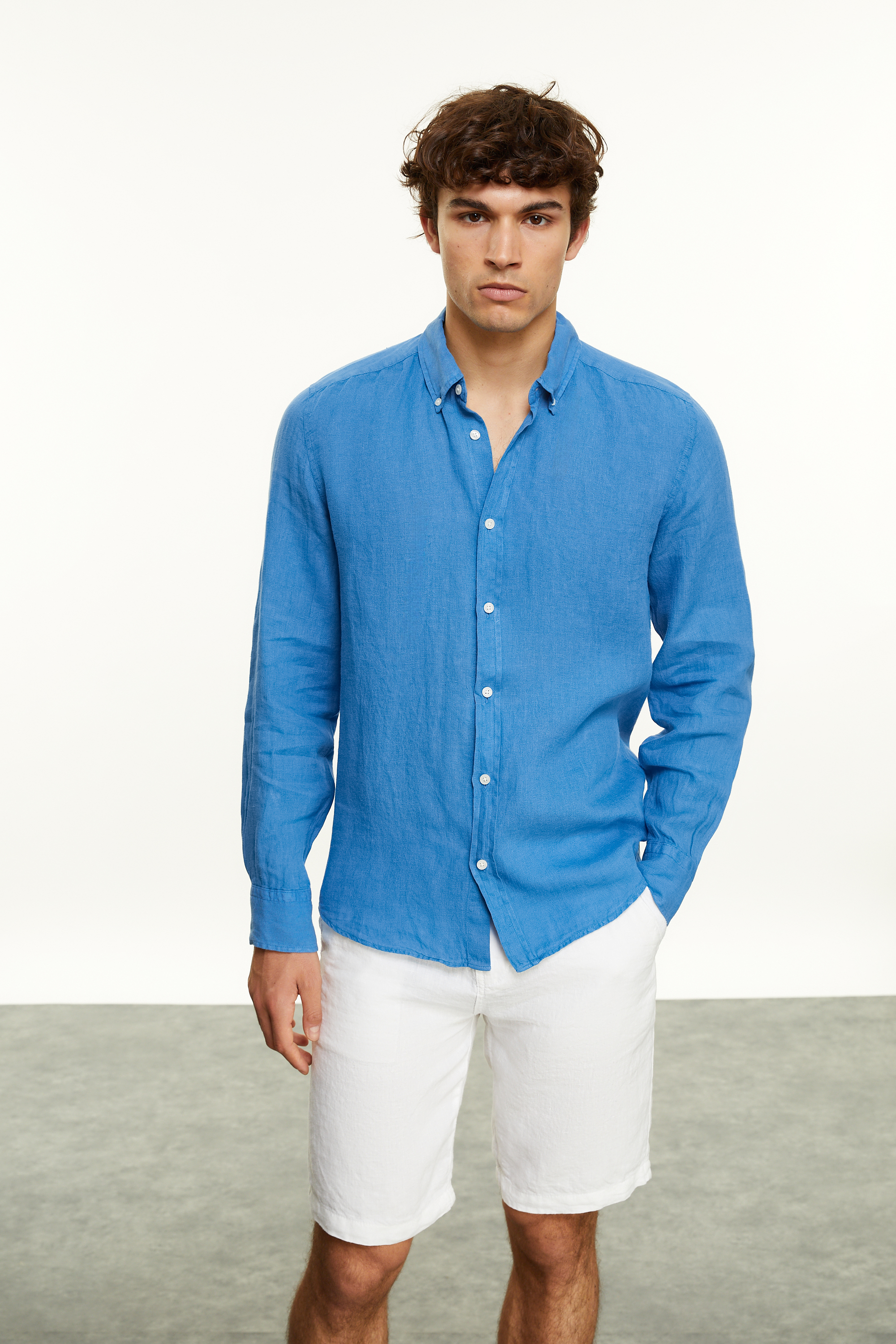 REGULAR FIT KETEN GÖMLEK