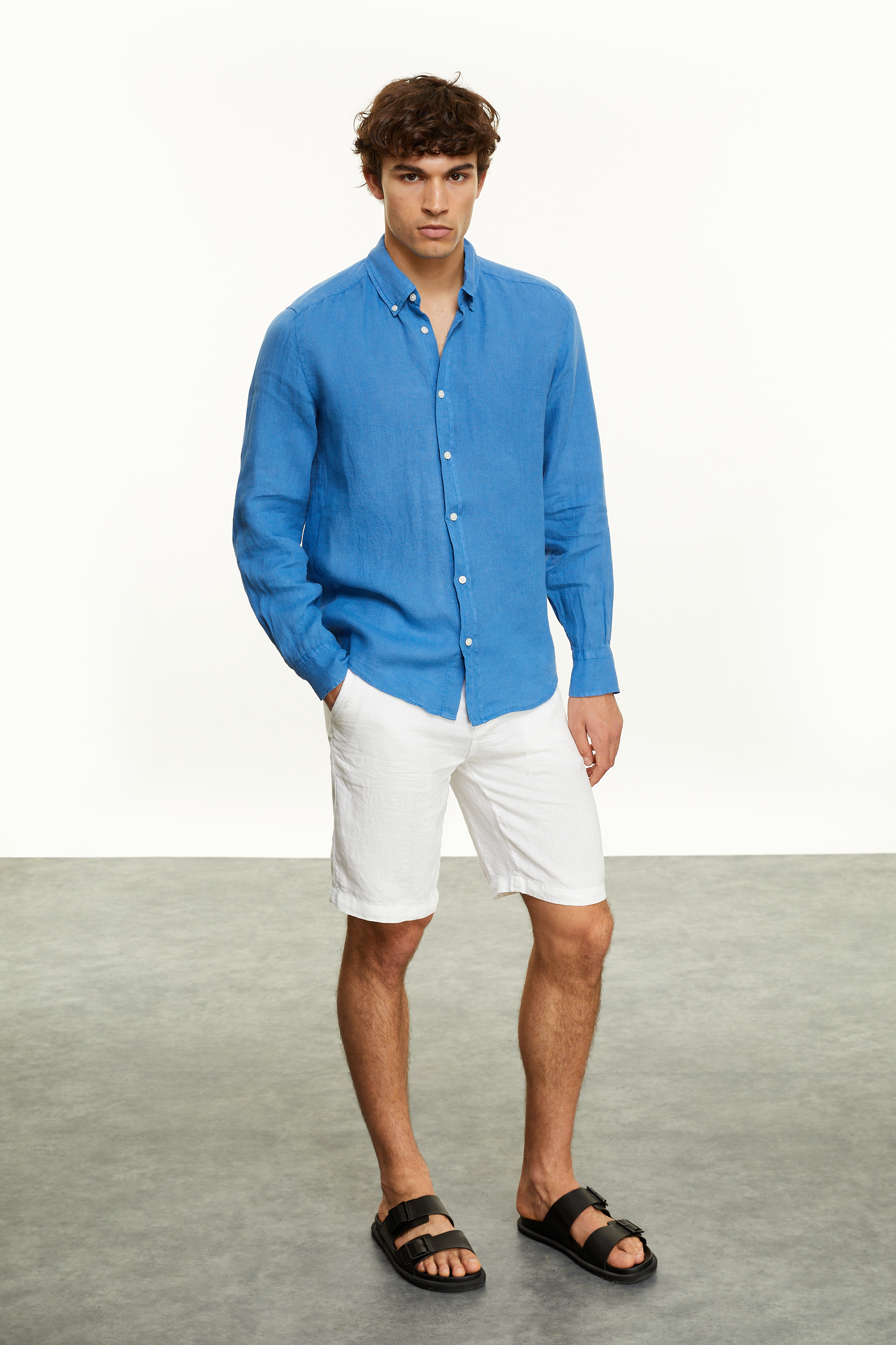 REGULAR FIT KETEN GÖMLEK