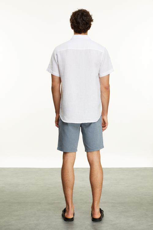  KISA KOLLU REGULAR FIT KETEN GÖMLEK