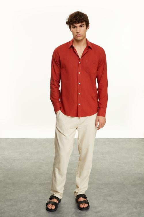  KETEN KARIŞIMLI REGULAR FIT GÖMLEK