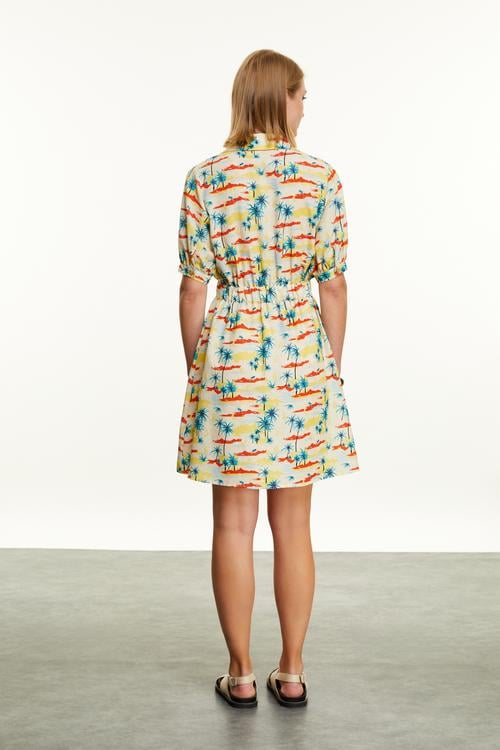  BASKILI CEPLİ MİNİ GÖMLEK ELBİSE