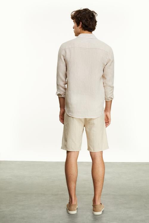 REGULAR FIT CEPLİ KETEN GÖMLEK