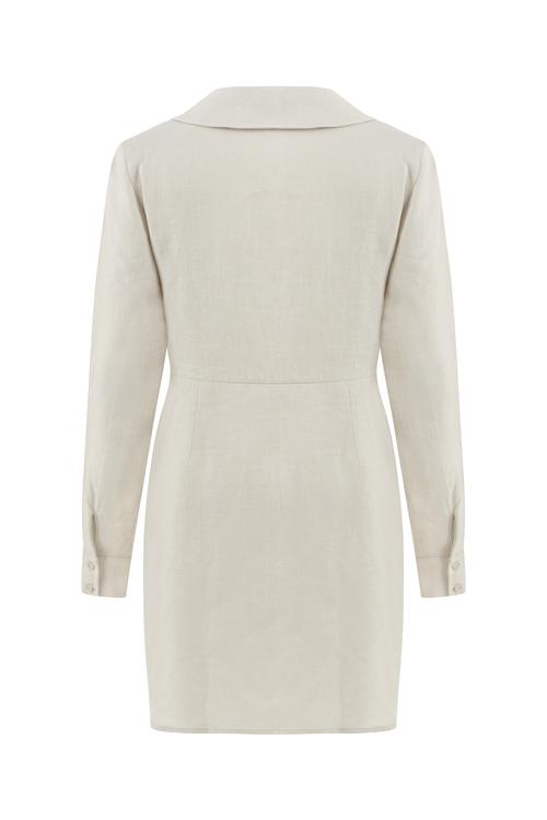  KETEN BÜZGÜLÜ MİNİ GÖMLEK  ELBİSE