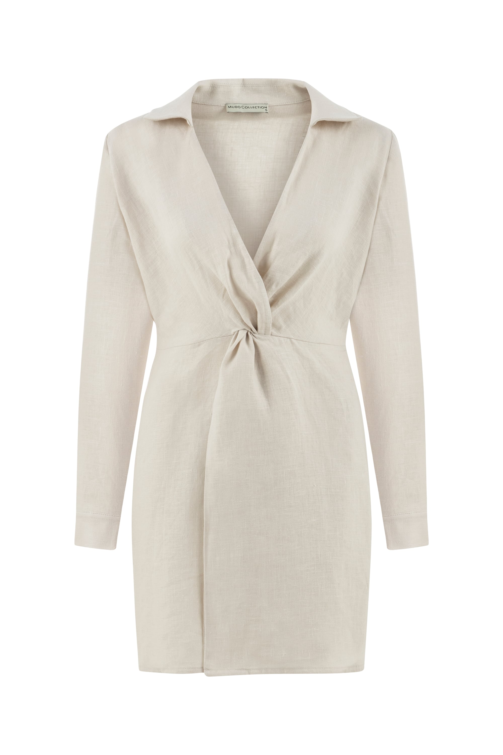 KETEN BÜZGÜLÜ MİNİ GÖMLEK  ELBİSE