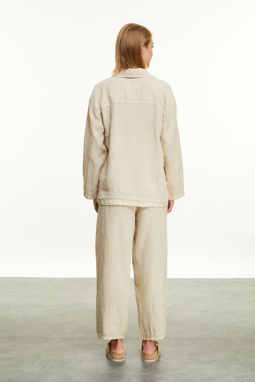  OVERSIZE CEPLİ KETEN CEKET