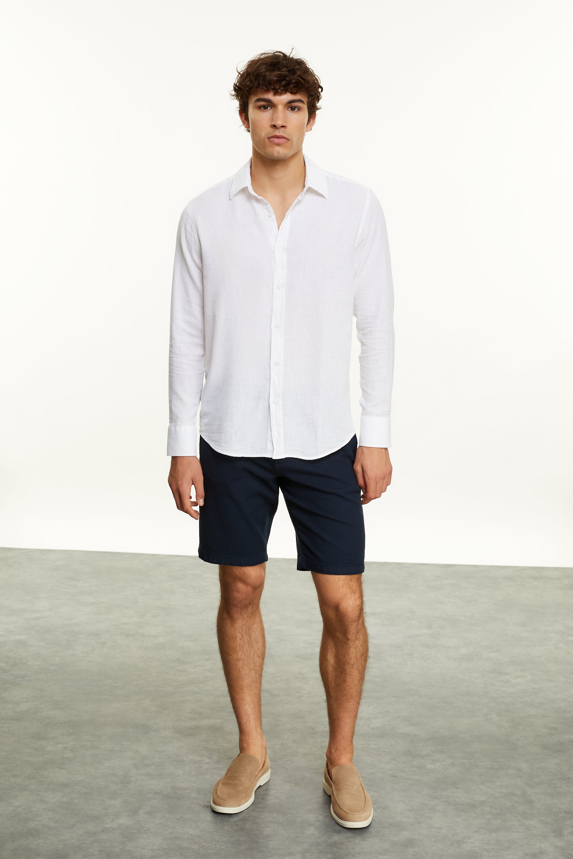 KETEN KARIŞIMLI REGULAR FIT GÖMLEK