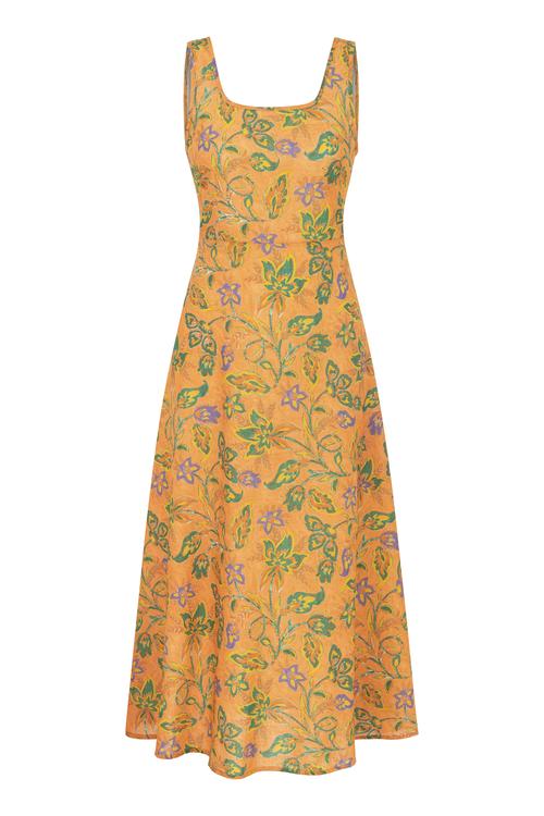  BASKILI KLOŞ MİDİ ELBİSE