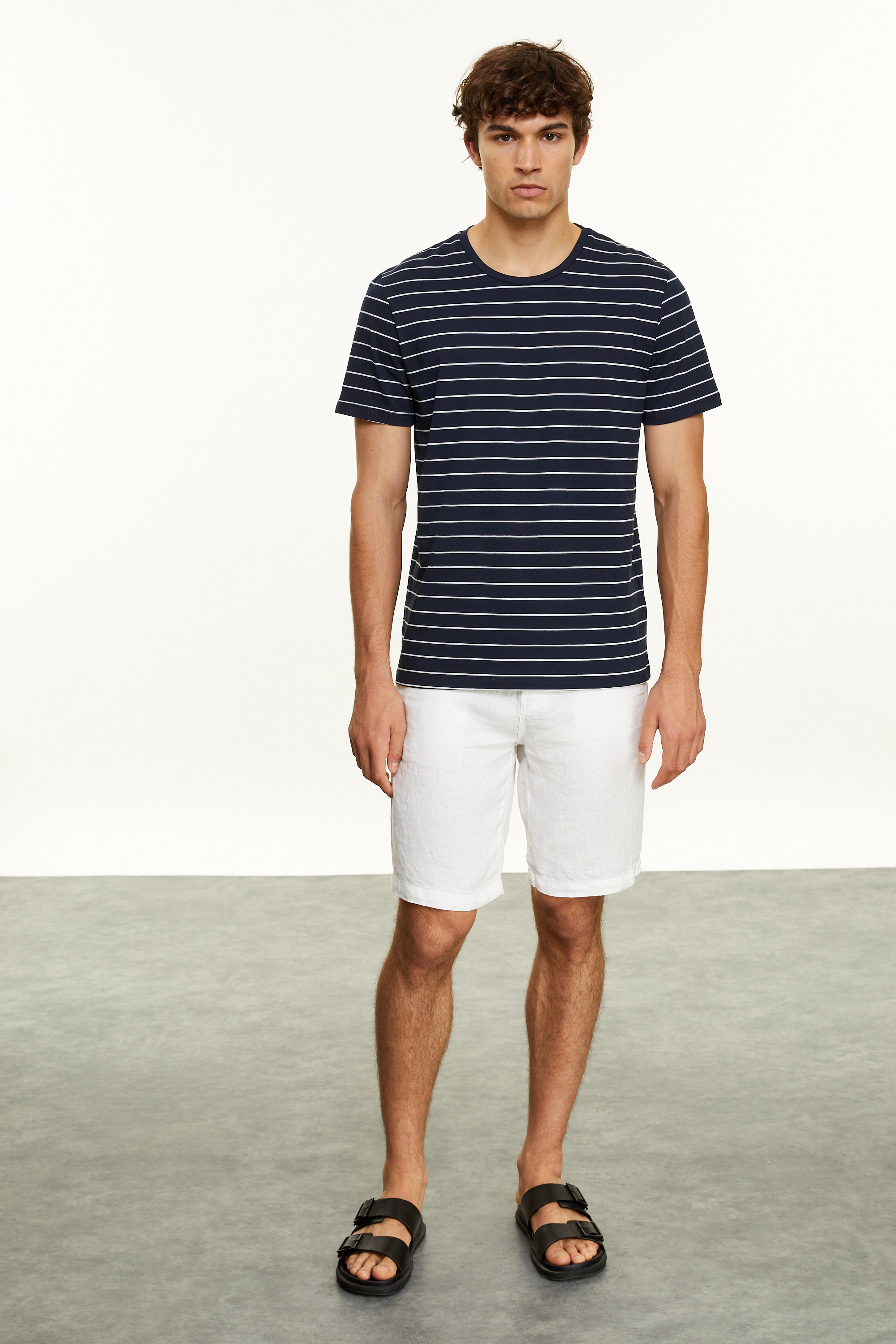 ÇİZGİLİ BİSİKLET YAKA T-SHIRT