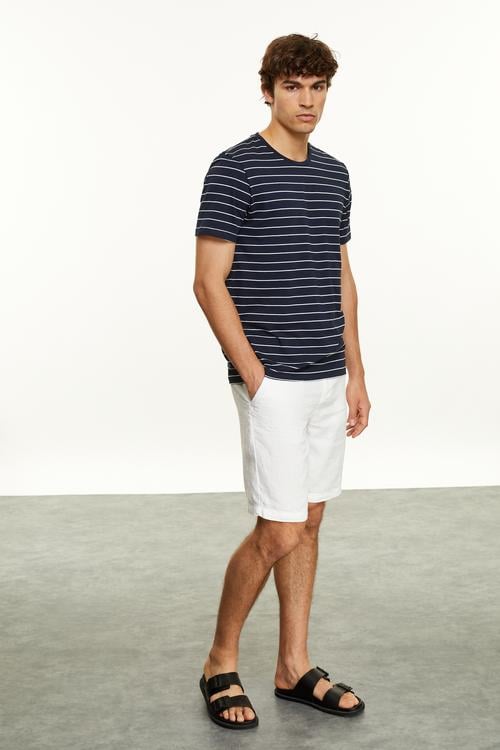  ÇİZGİLİ BİSİKLET YAKA T-SHIRT