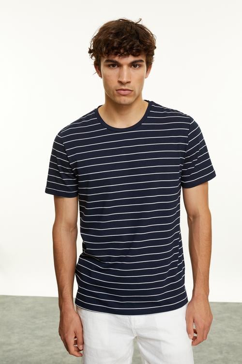  ÇİZGİLİ BİSİKLET YAKA T-SHIRT