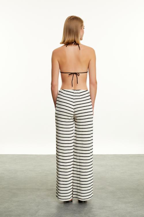  ÇİZGİLİ WIDE LEG ÖRME PANTOLON