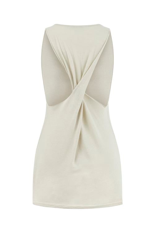  KETEN KARIŞIMLI DEGAJE YAKA BLUZ