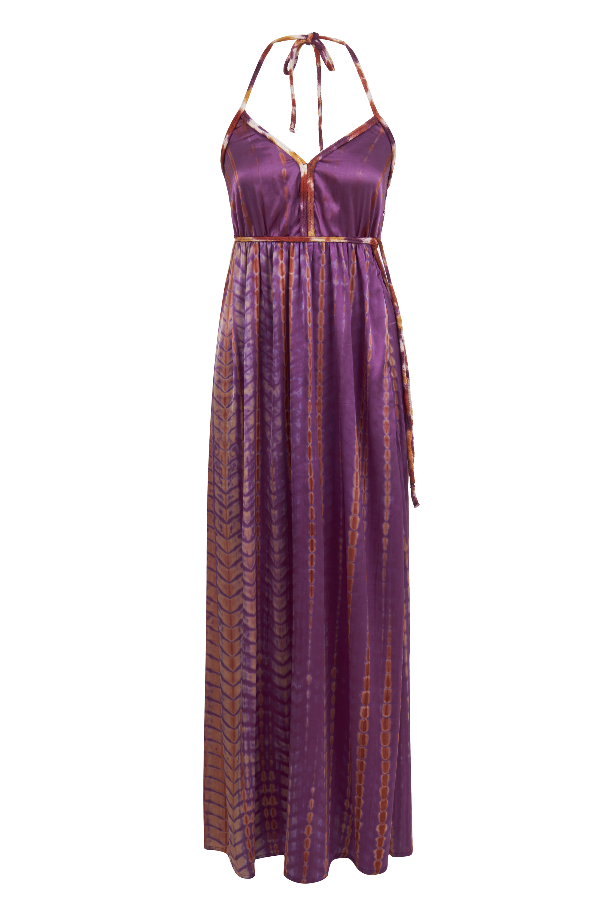 BOYUNDAN BAĞLAMALI BASKILI MAXI ELBİSE