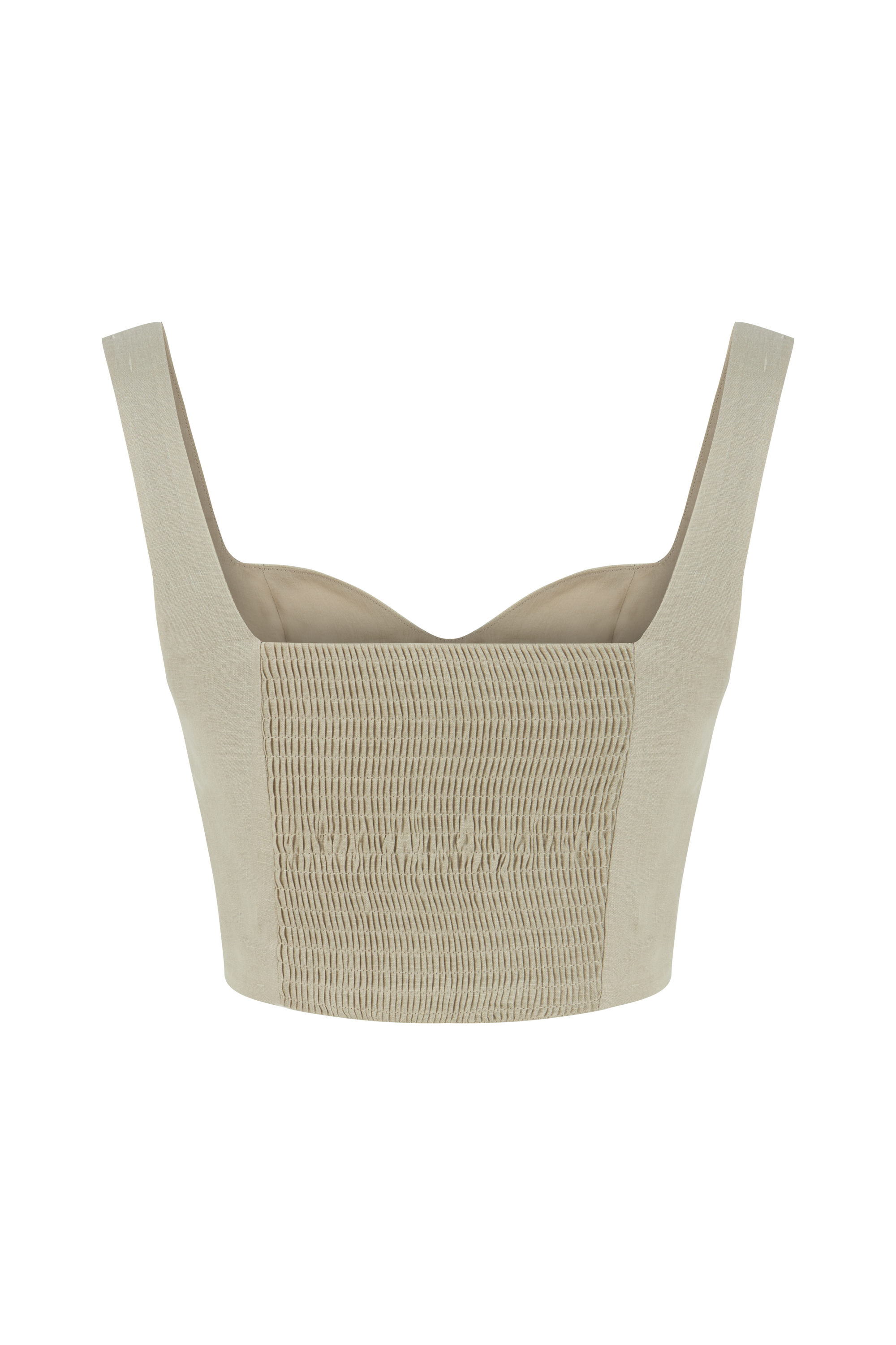 KOLSUZ CROP KETEN BLUZ