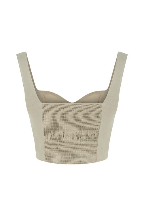  KOLSUZ CROP KETEN BLUZ