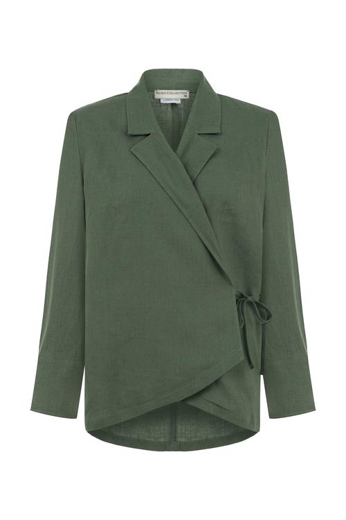  REGULAR FIT KRUVAZE KETEN CEKET