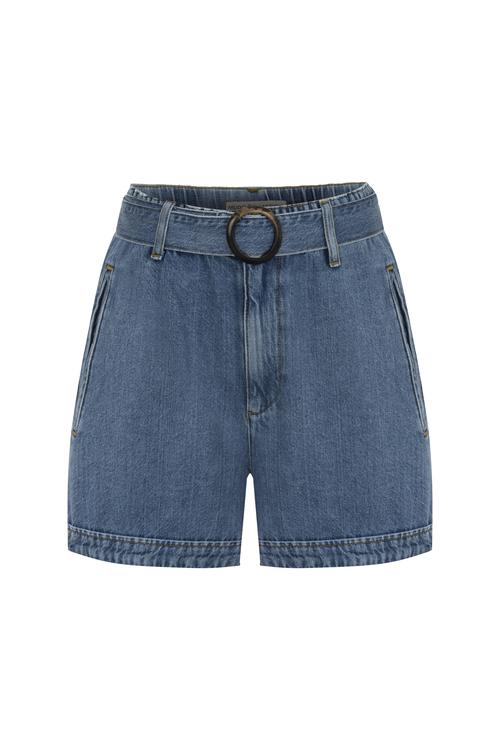  KEMER DETAYLI MİNİ JEAN ŞORT