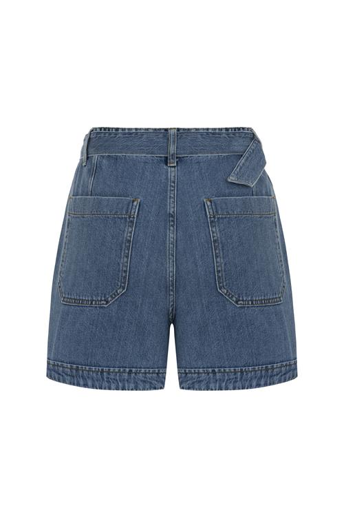  KEMER DETAYLI MİNİ JEAN ŞORT