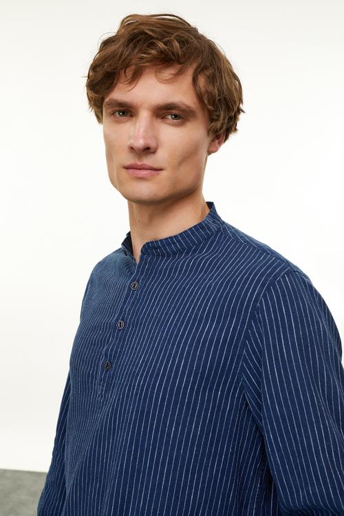  KETEN KARIŞIMLI HAKİM YAKA REGULAR FIT GÖMLEK