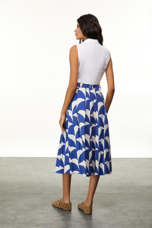  MARİN BASKILI A FORM MİDİ ETEK