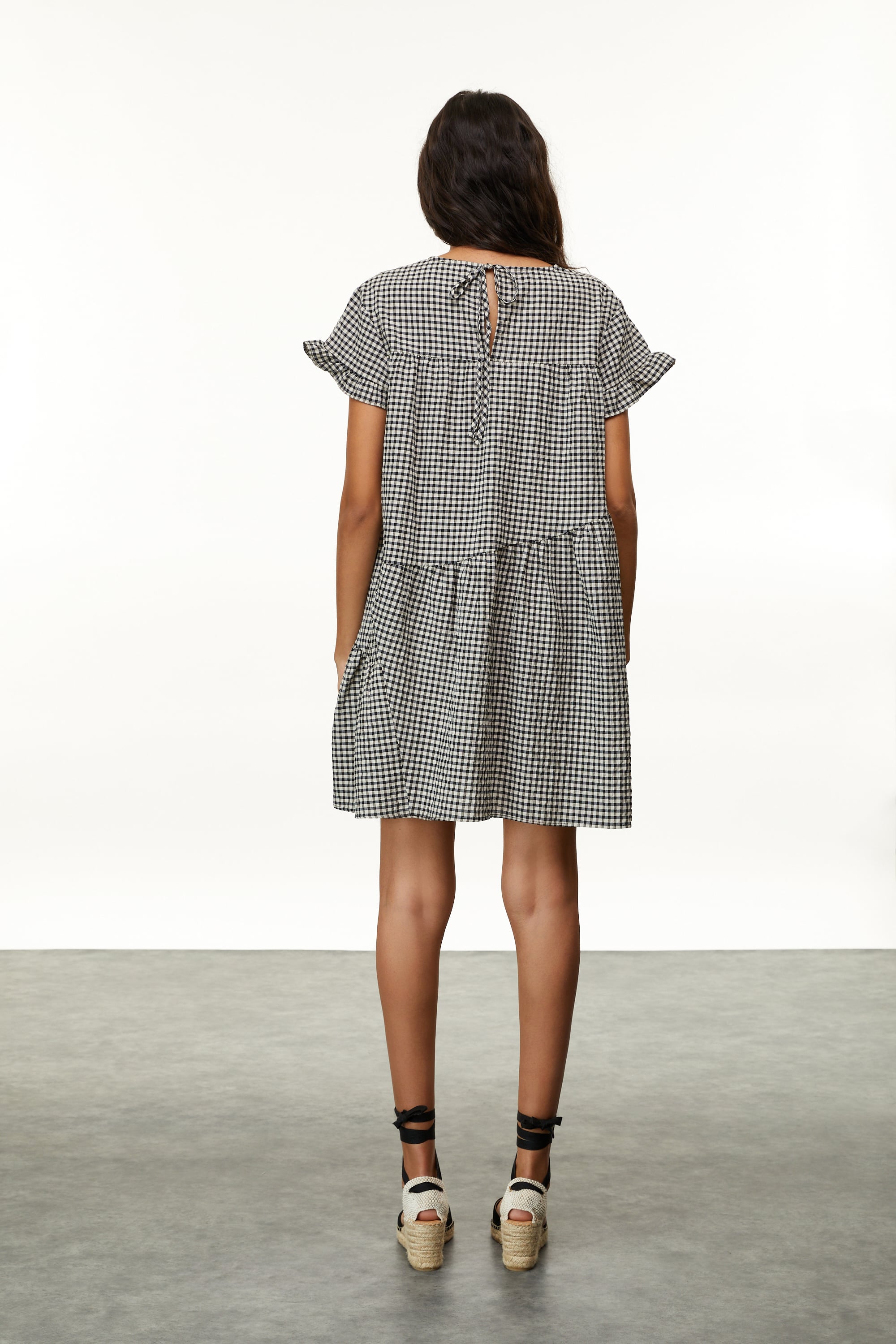 EKOSELİ FIRFIRLI MİNİ ELBİSE