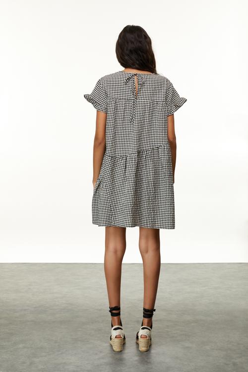  EKOSELİ FIRFIRLI MİNİ ELBİSE