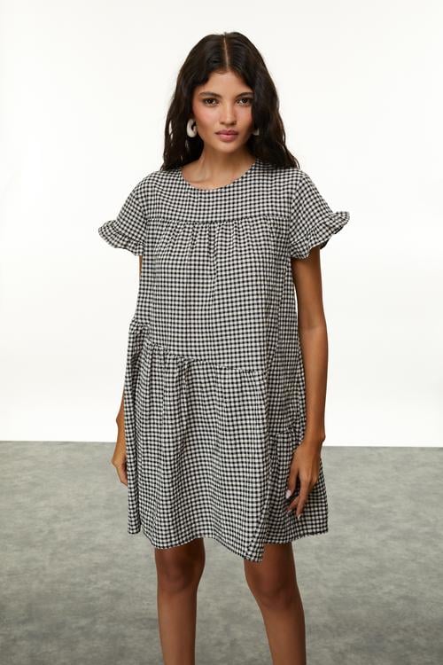  EKOSELİ FIRFIRLI MİNİ ELBİSE