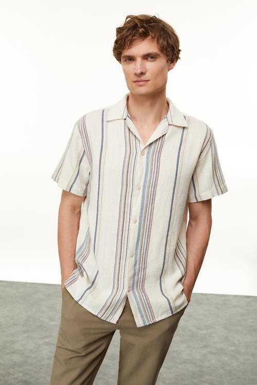  ÇİZGİLİ REGULAR FIT KISA KOLLU GÖMLEK