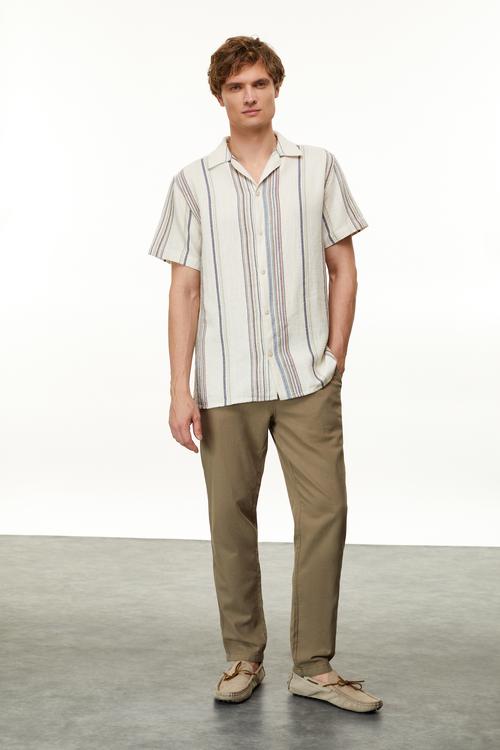  ÇİZGİLİ REGULAR FIT KISA KOLLU GÖMLEK