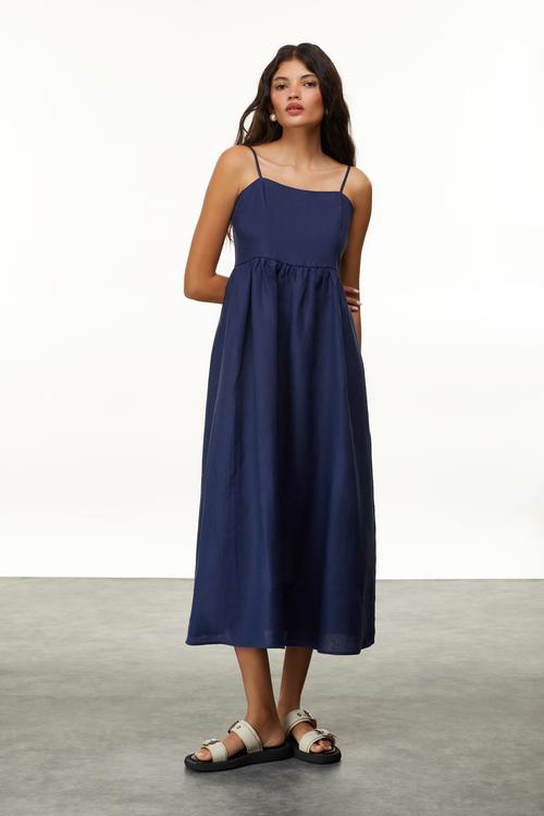  ASKILI MİDİ ELBİSE