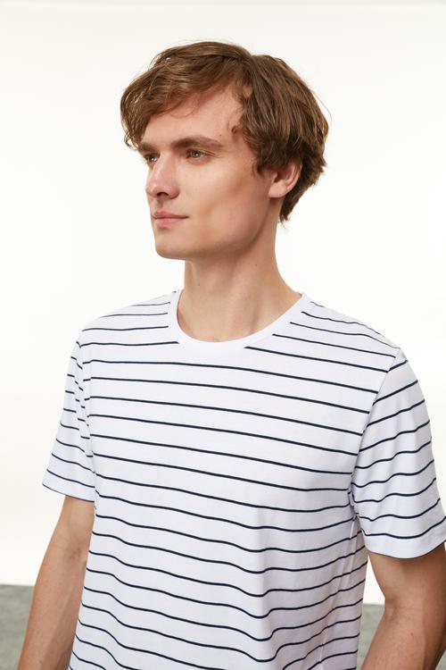  ÇİZGİLİ BİSİKLET YAKA T-SHIRT