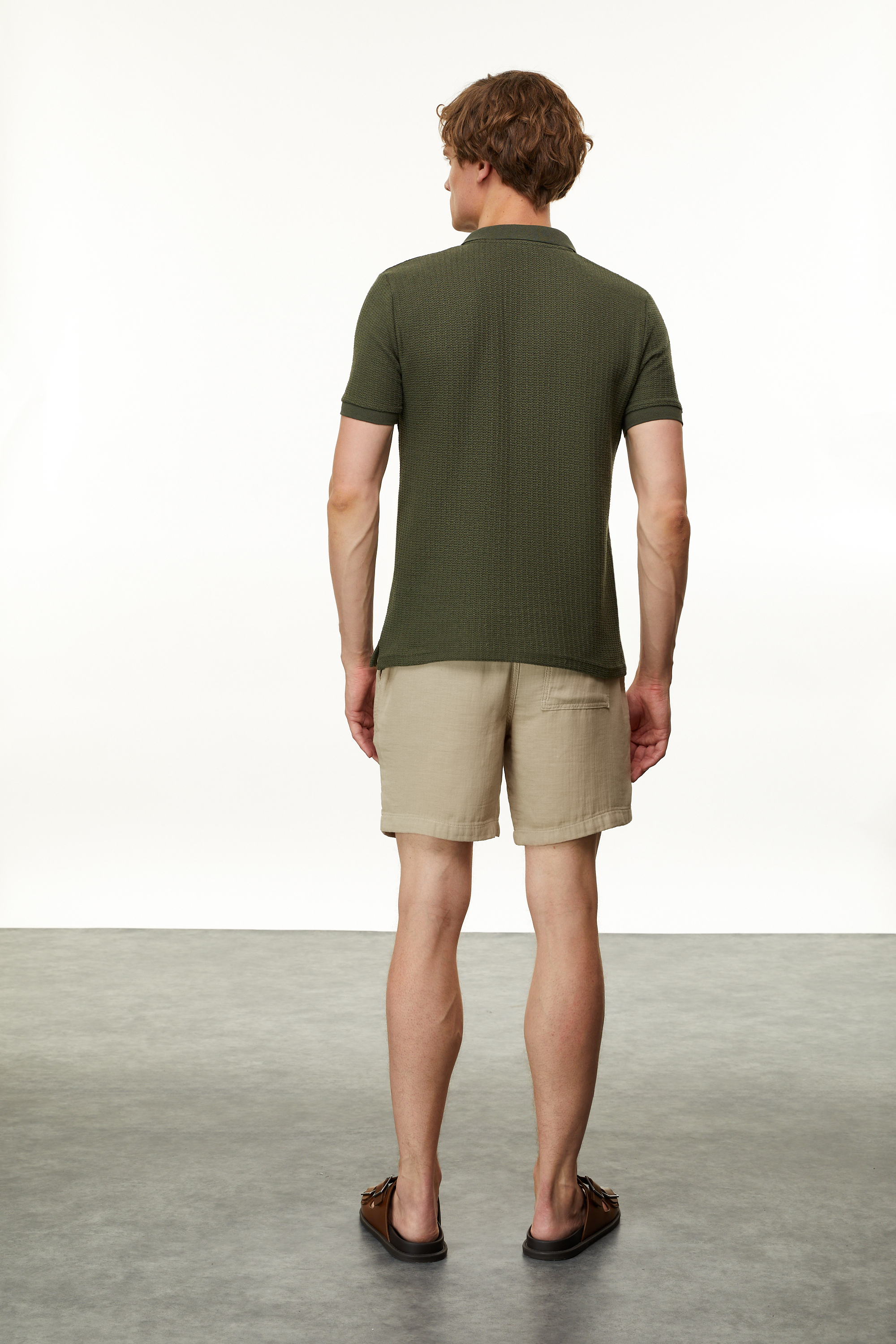 Erkek Haki Polo Yaka Regular Fit T-Shirt
