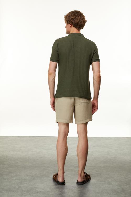  Erkek Haki Polo Yaka Regular Fit T-Shirt
