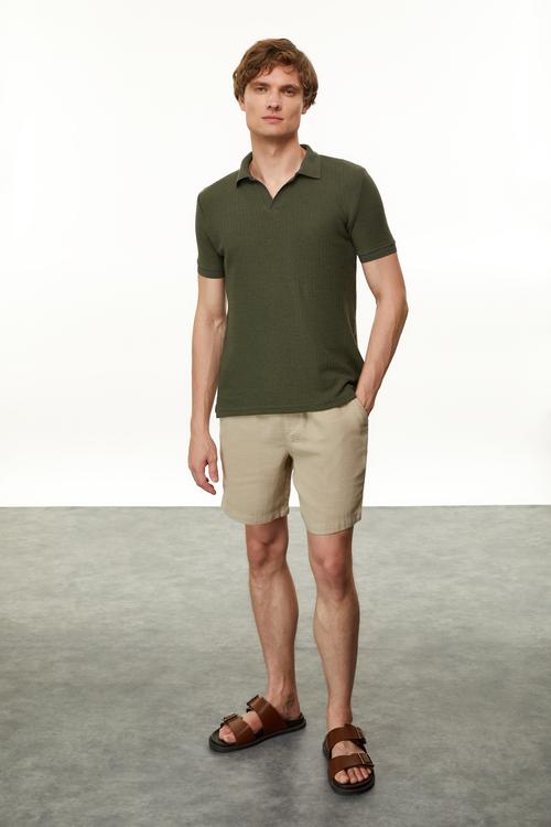  Erkek Haki Polo Yaka Regular Fit T-Shirt