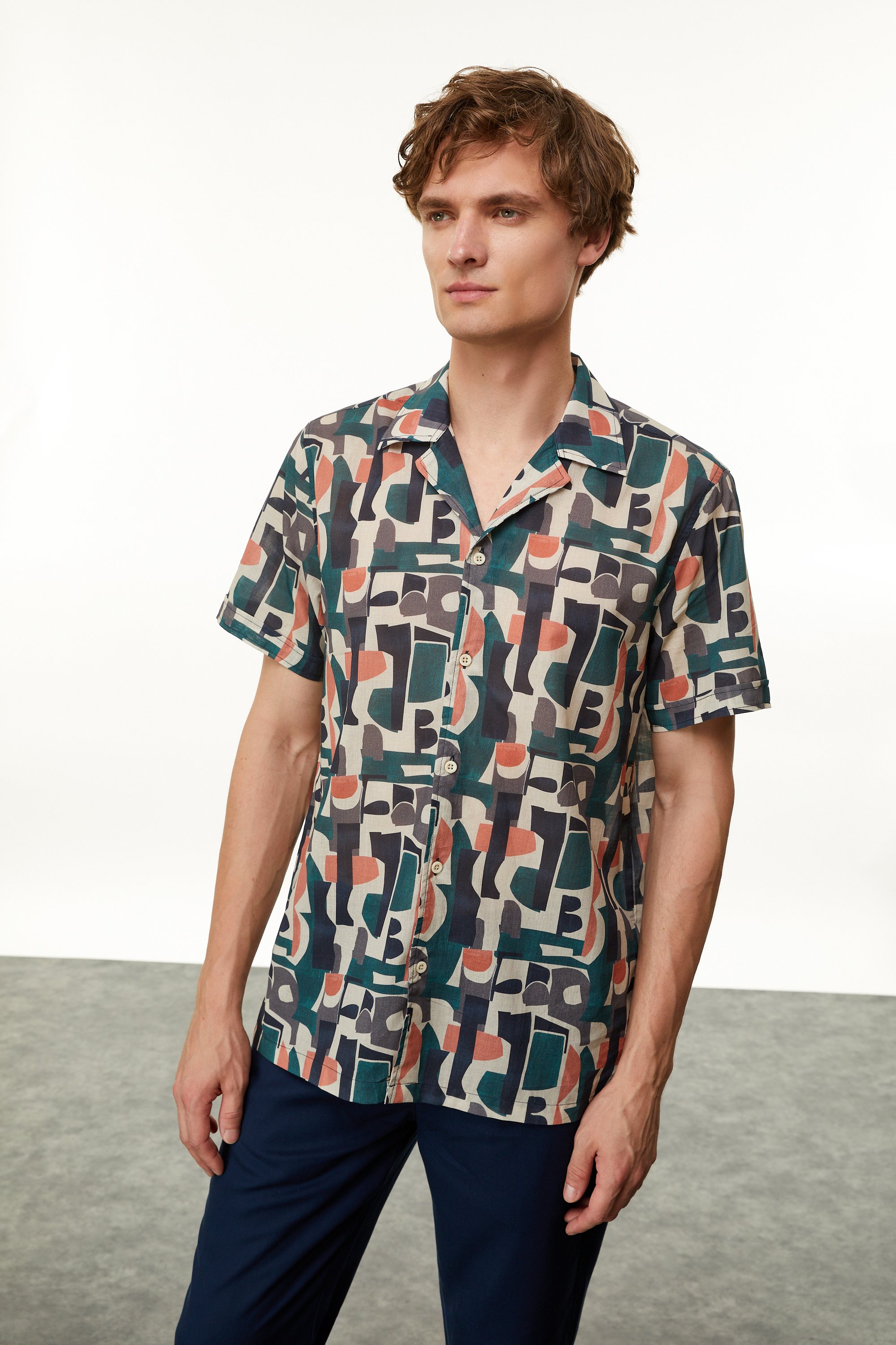 BASKILI REGULAR FIT GÖMLEK