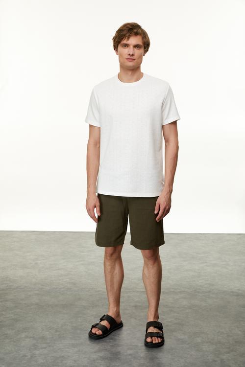  DOKULU BİSİKLET YAKA T-SHIRT