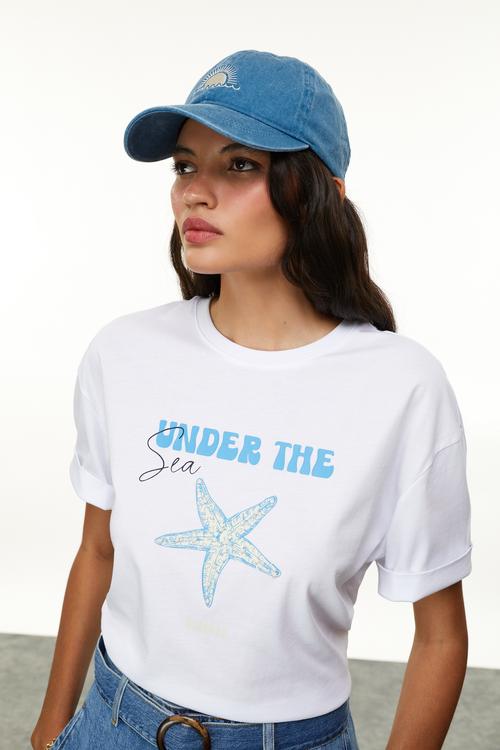  BASKILI BİSİKLET YAKA T-SHIRT