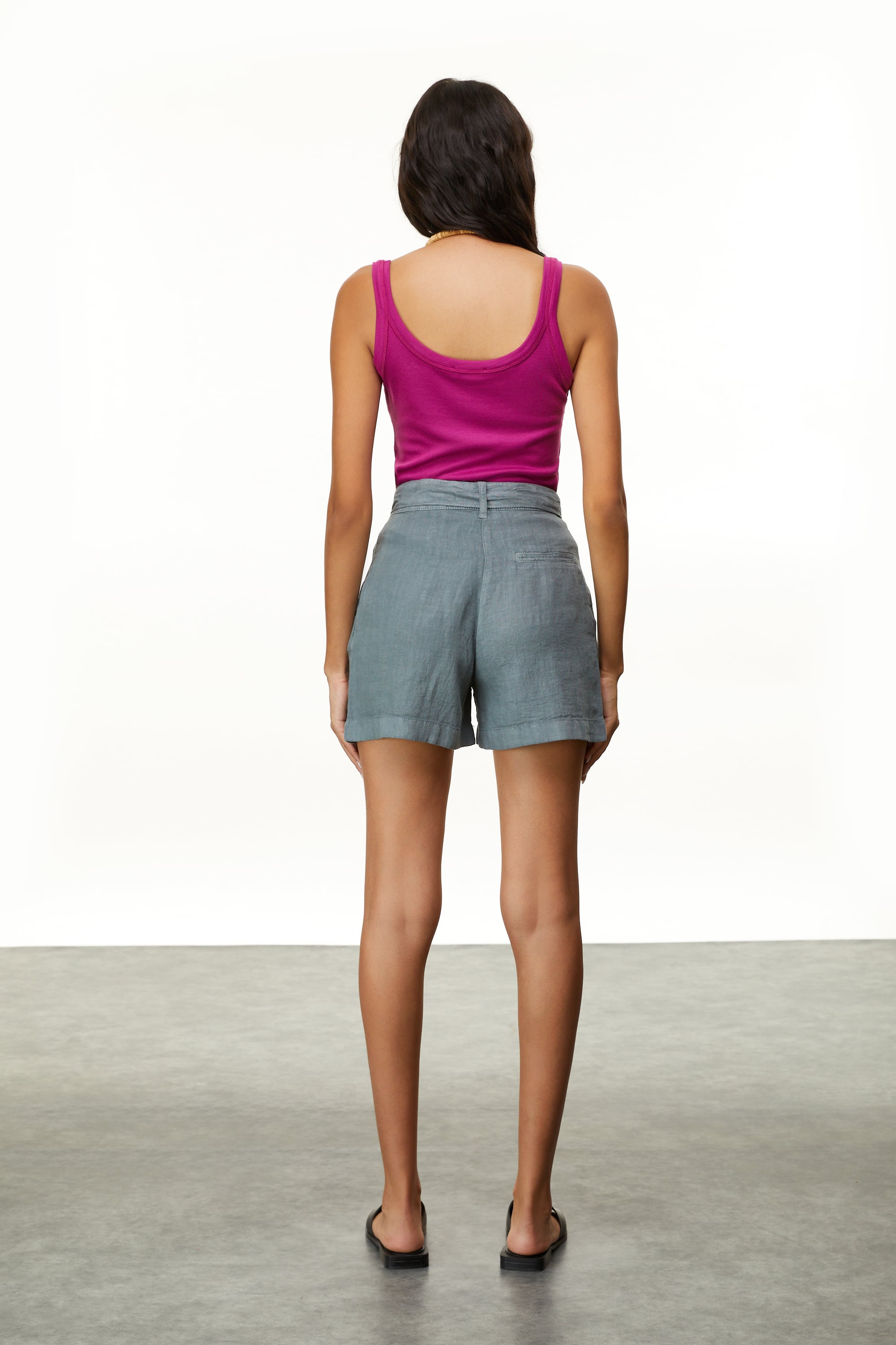 BAĞLAMALI KETEN MİNİ ŞORT